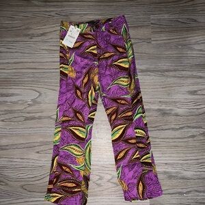 Zara Purple and Green Printed Trousers